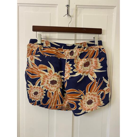 Patagonia Outdoor Hiking boating Blue Orange Floral Baggies Shorts Wm medium - Picture 2 of 4